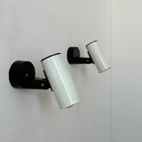 Pair of vintage adjustable wall lights, white metal, France 1970