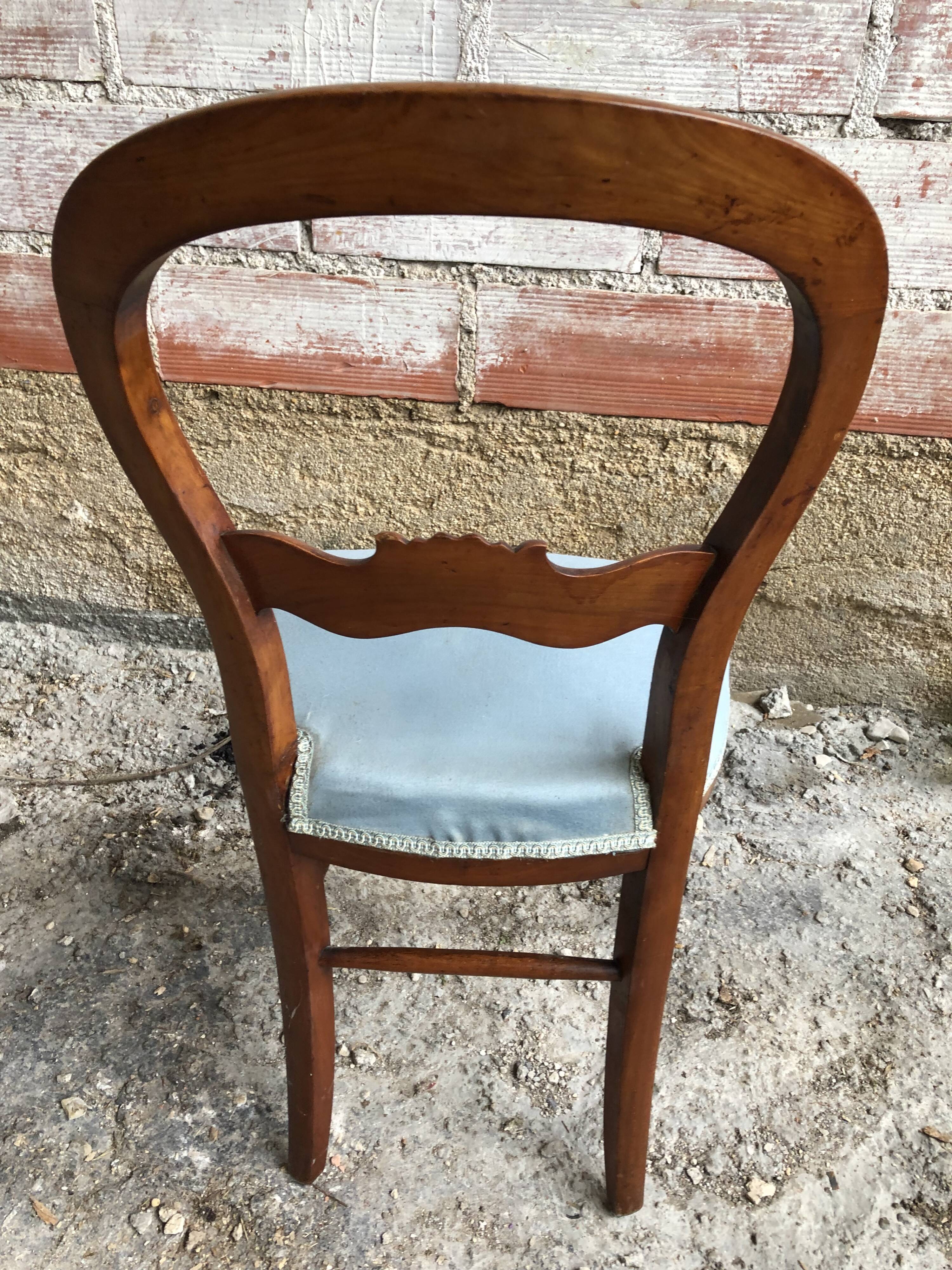 Old chair style louis philippe wood  vintage blue fabric