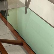 1950s Italian Wooden Table with Double Glass Top