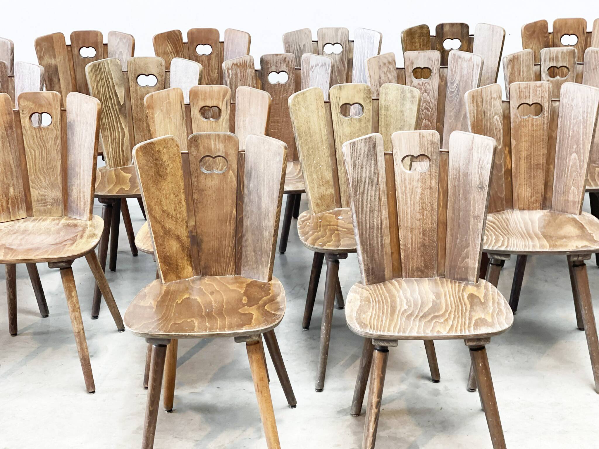 Xl lot of brutalist dining chairs