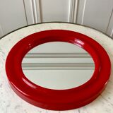 1970s red round plastic mirror