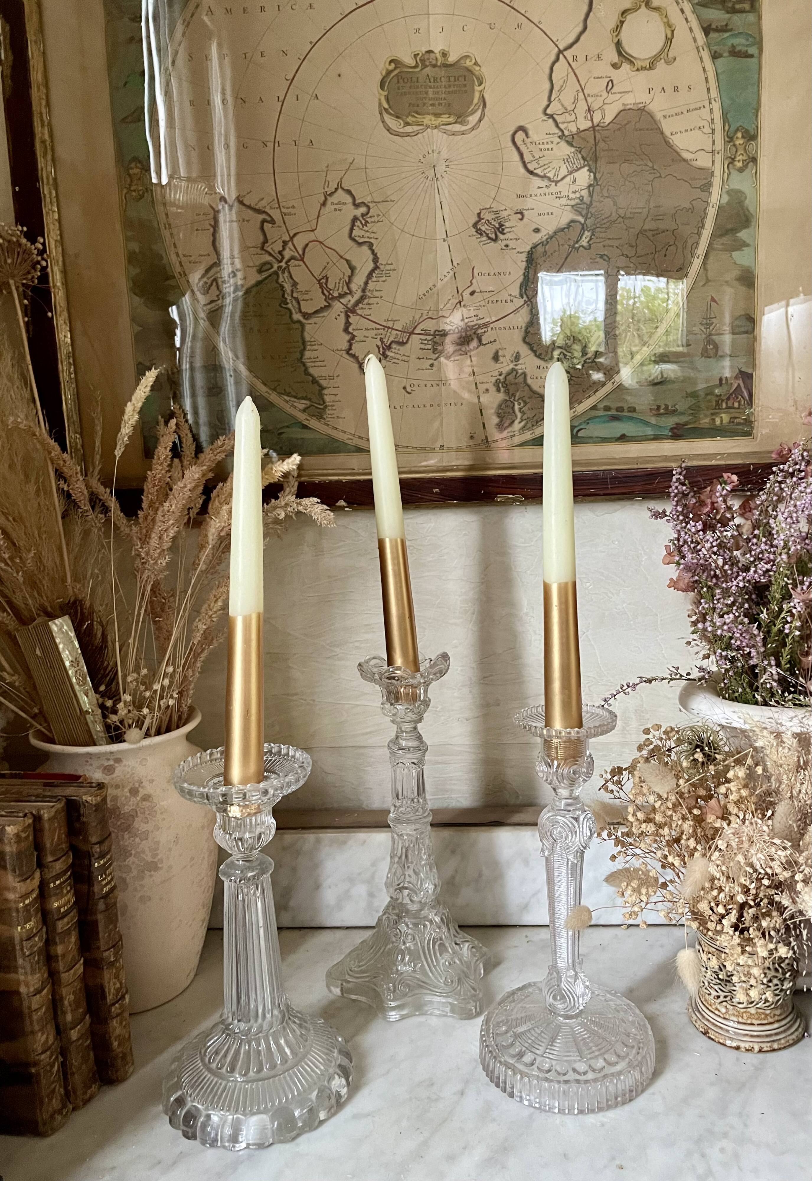 Lot of vintage glass candlesticks