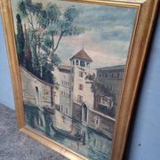 Huile sut toile "Vue de Venise", école vénitienne
