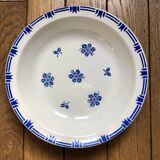 Plat de service creux Sarreguemines au pochoir bleu