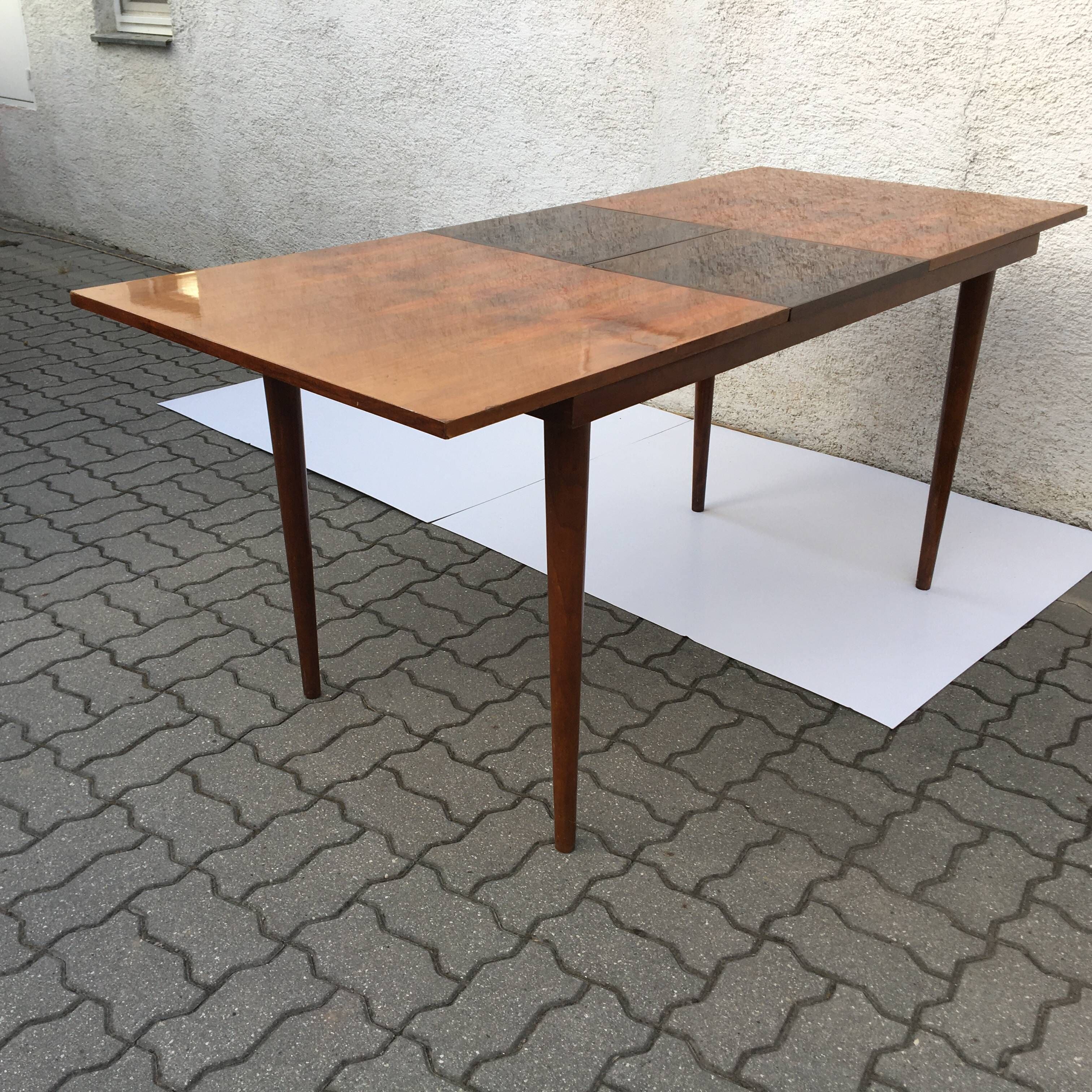 Vintage MIER Topolcany Extendable Dining Table Mid Century 60s Wood 120cm-160cm.