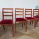 Solid cherry wood chairs and red velvet seat - Set of 4 - Louis Philippe style