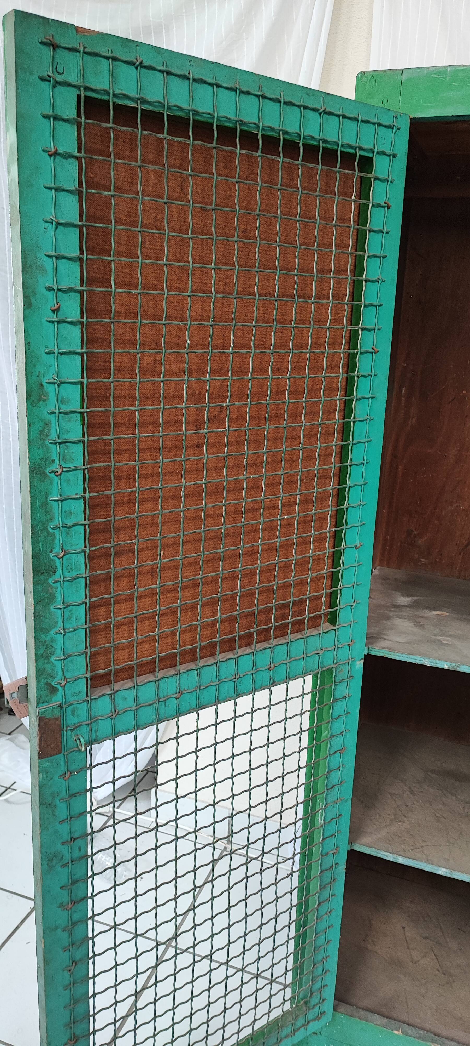 Wood workshop cabinet and mesh doors