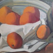 Beautiful still life painting with fruits.