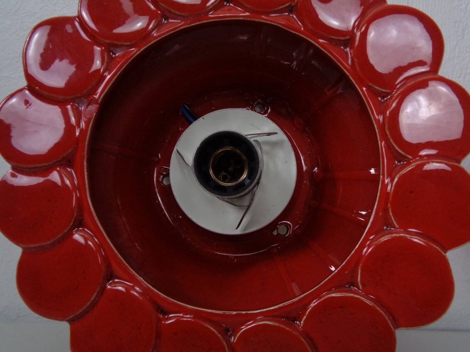 Pop Art Studio Ceramic & Glass Flower Wall Lamps, Germany, 1960s, Set of 2