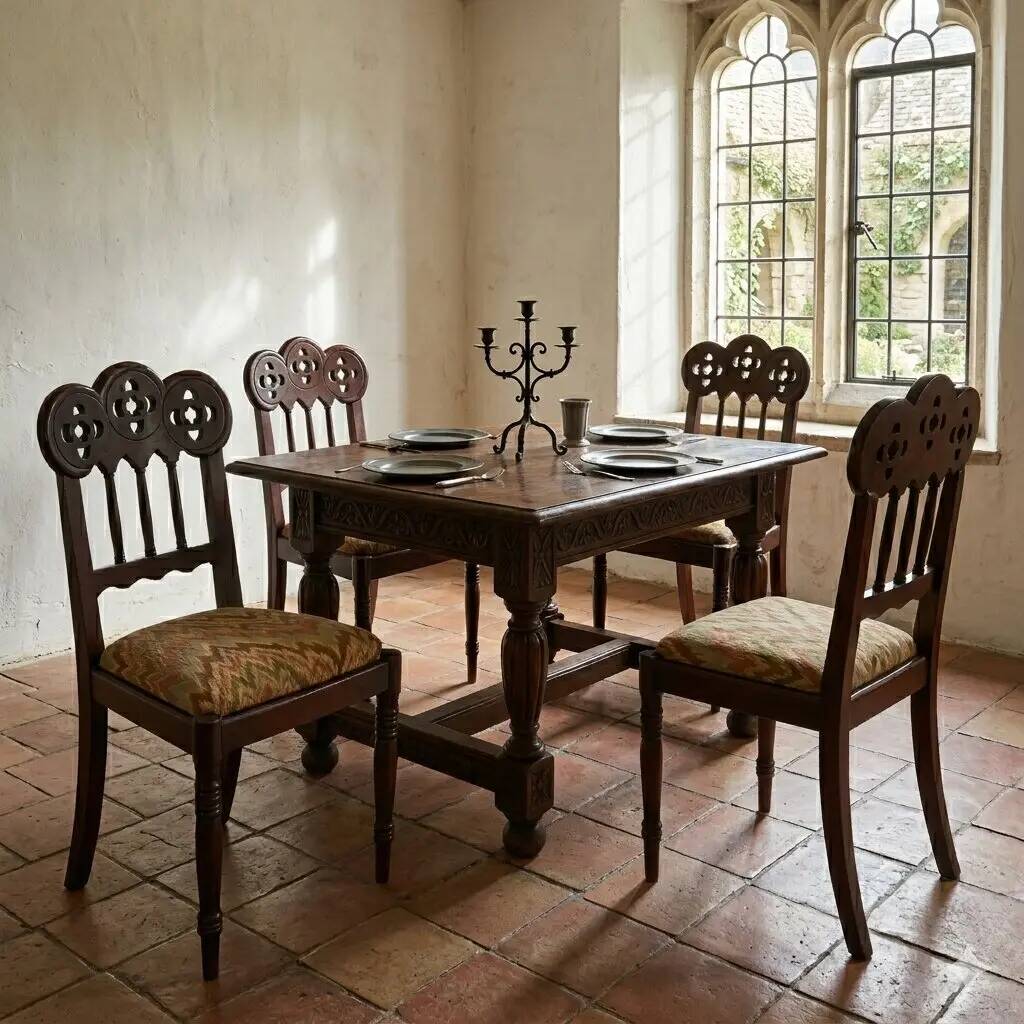 Antique neo-Gothic mahogany chairs, Italy, 19th century