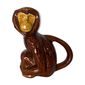 Ceramic pitcher monkey enamelled Poet-Laval