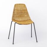 Set of 2 Gianfranco Legler Basket Chairs, 1950s Rattan Chairs, Mid Century.
