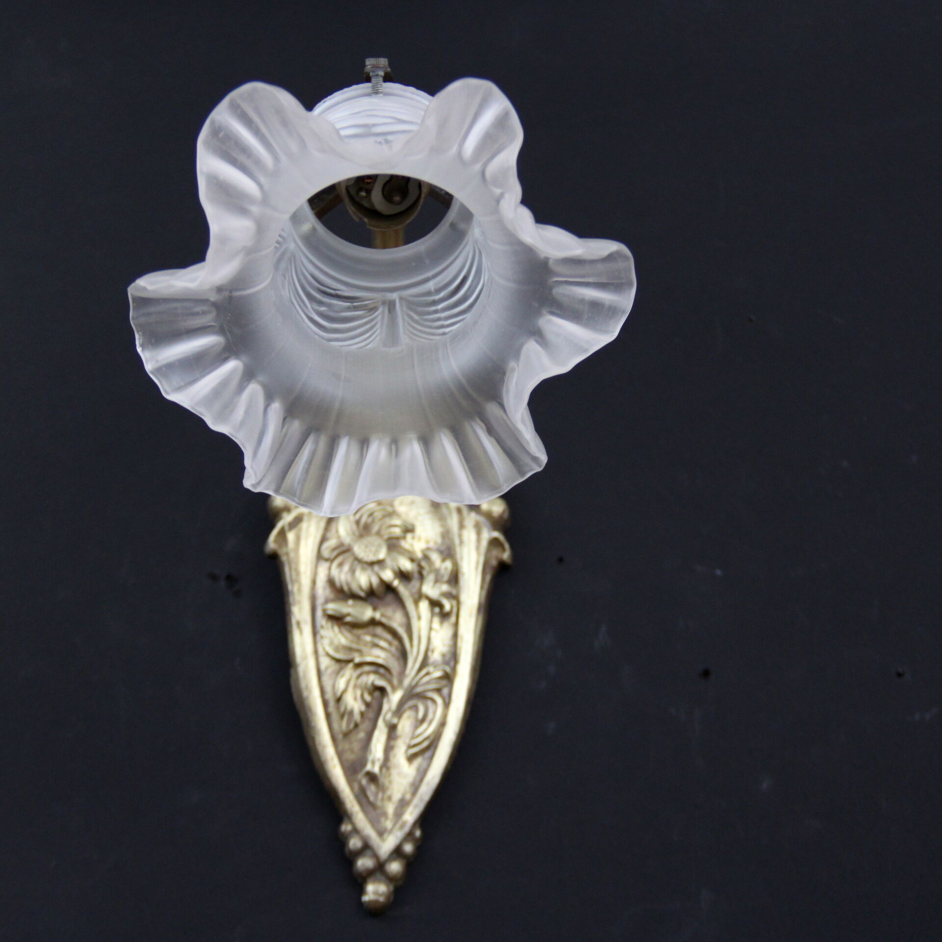 Wall light brass, old tulip glass swan neck