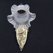 Wall light brass, old tulip glass swan neck