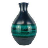 1950s black and green ceramic vase, vintage