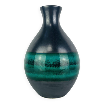 Vase céramique années 50 noir et vert, vintage