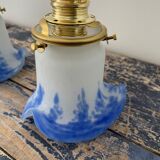 Pair of art deco wall lamps electrified to nine