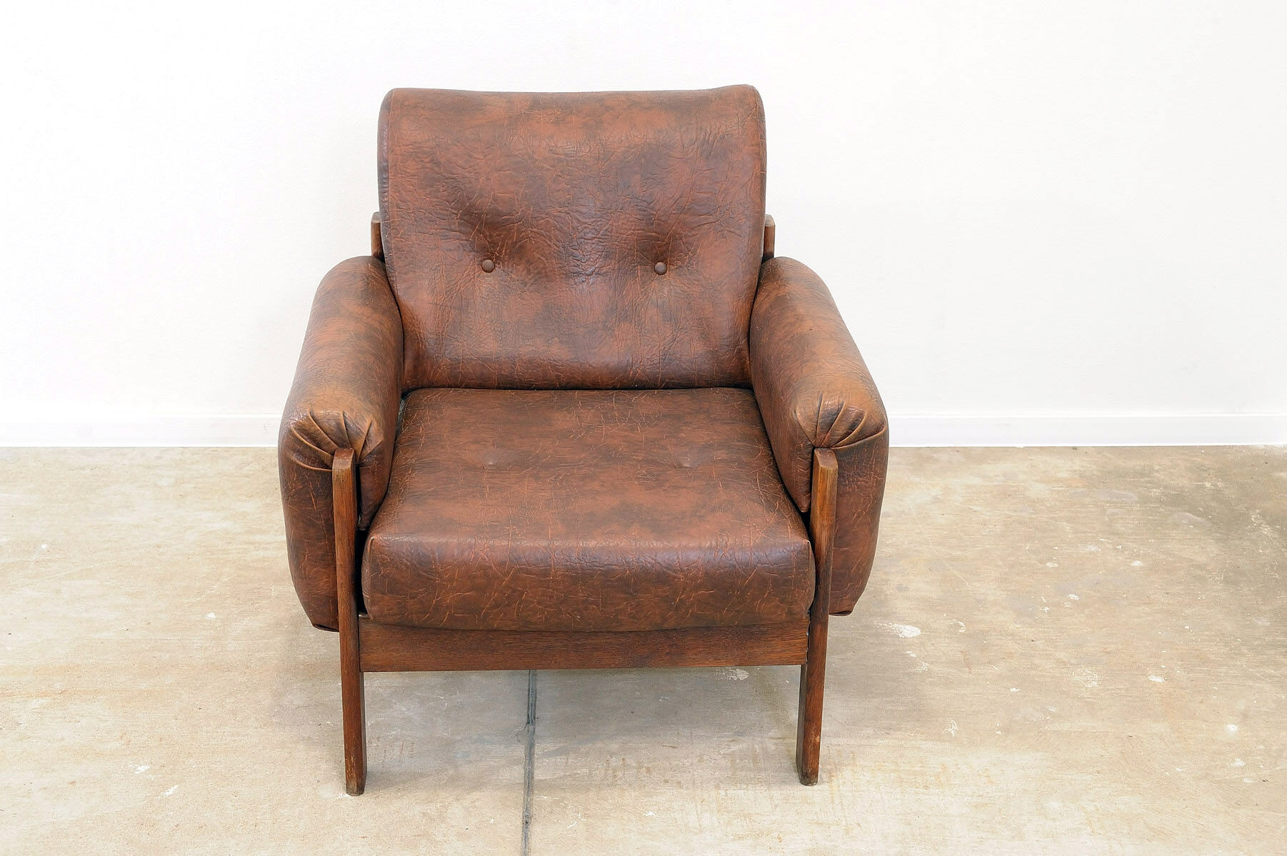 Ensemble de salon en similicuir vintage, années 1970, Tchécoslovaquie