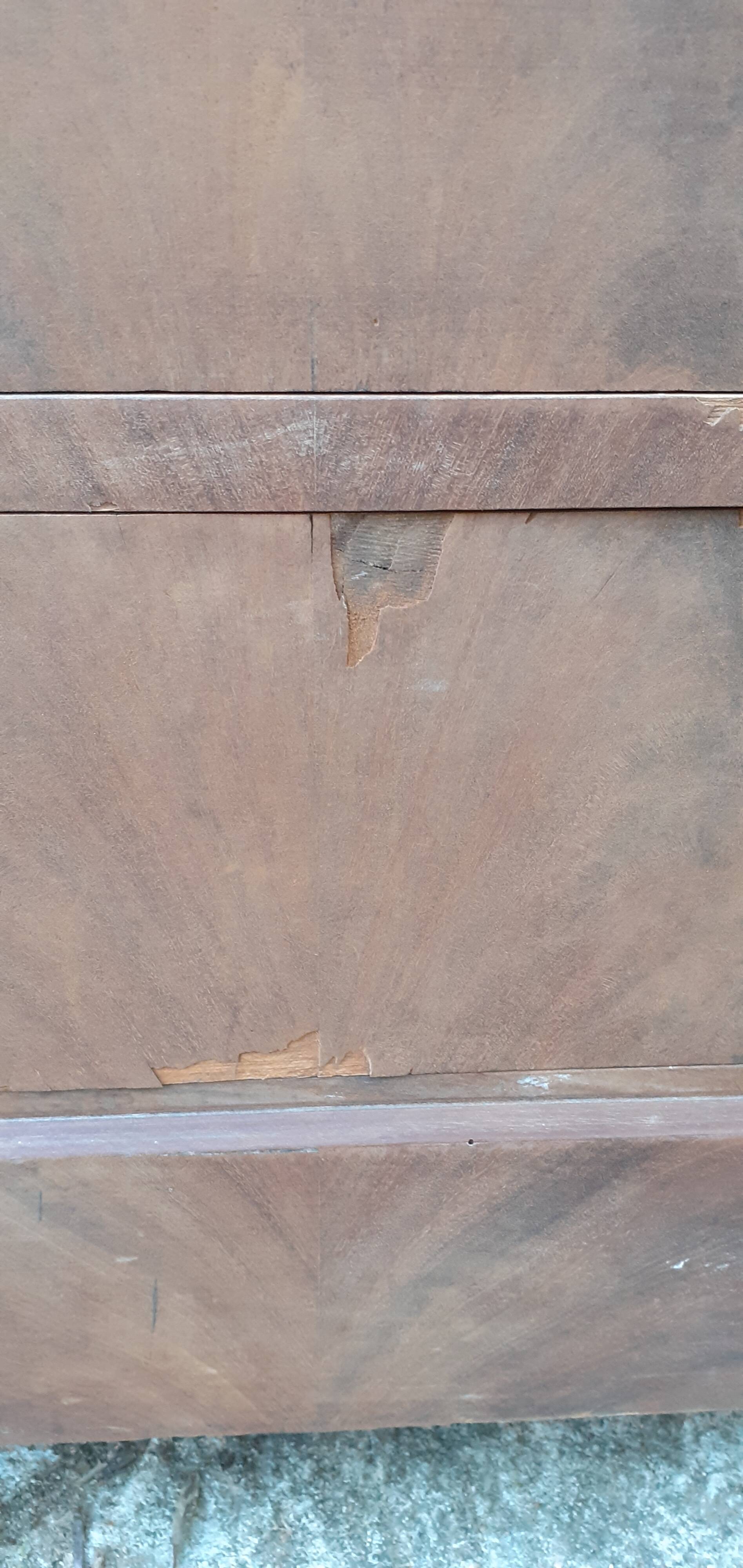 Louis Philippe style chest of drawers 4 drawers gray marble walnut raw wood