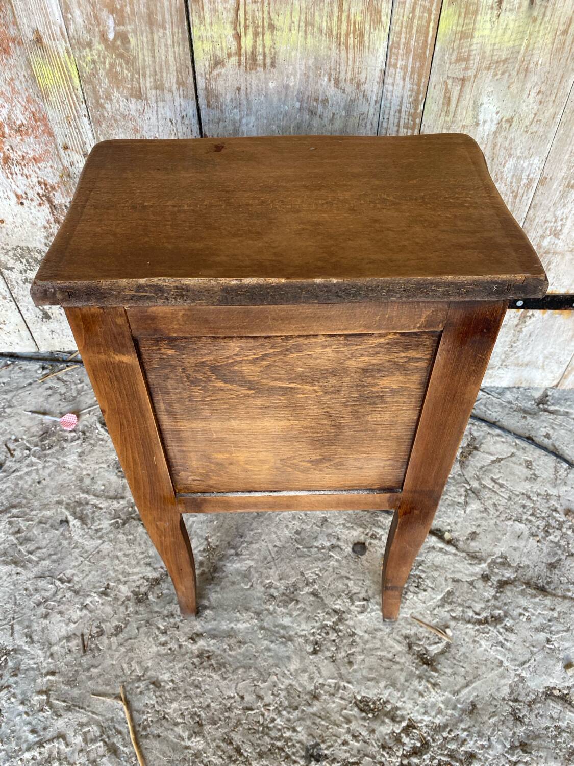 Antique Nightstand Table in Louis XV Style Wood with Vintage Drawer #D894