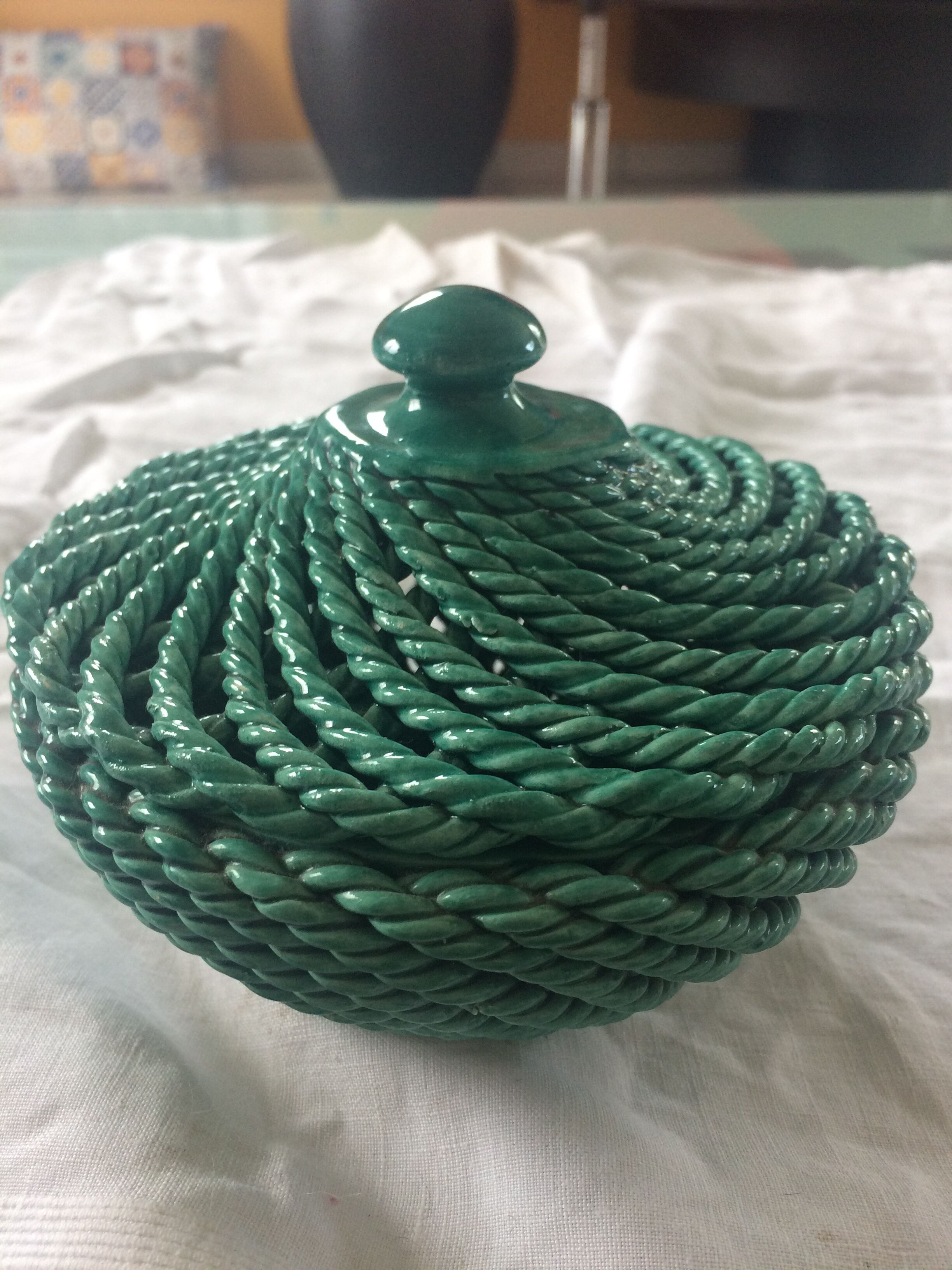 Green ceramic box 1950s