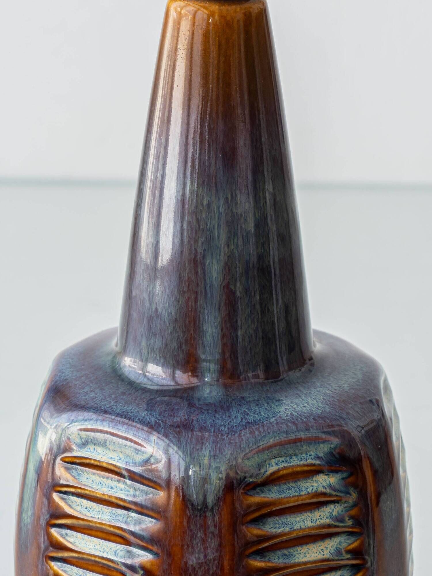 Søholm Danish Modern Stoneware Table Lamp, Brown and Blue Glaze, New Shade