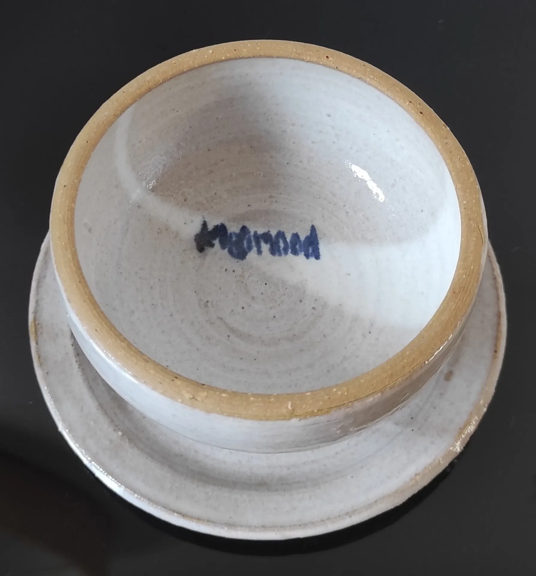 Vintage artisanal ceramic butter dish