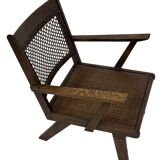 Art Deco oak armchair with webbing 1950s minimalist