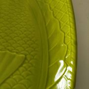 Plat à poisson Gien vert vintage en relief