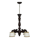 Antique hand-carved wooden dragon chandelier with 4 lights from the 1950s