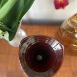 Vallauris vase in brown and orange fat lava