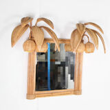 Lighted mirror in rattan 100x80cm