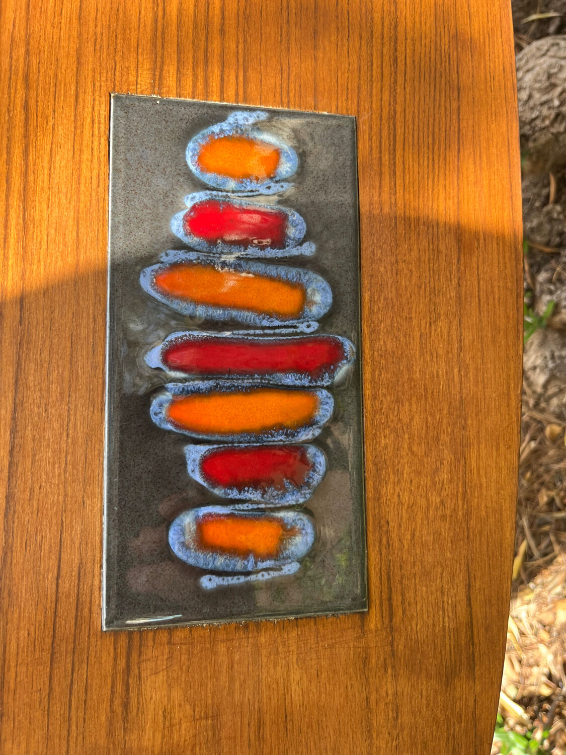 Scandinavian coffee table 1960 wood and ceramic