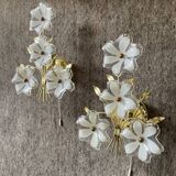 Pair of vintage golden sconces and lucite flowers