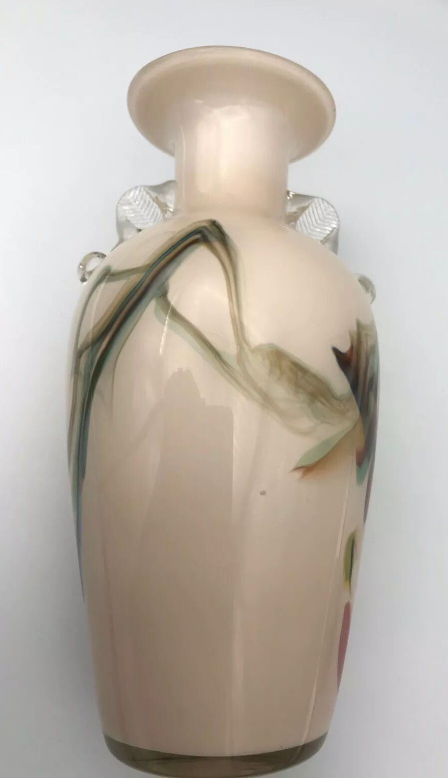 Sulfur glass vase with artistic polychrome inclusion 20.5 cm