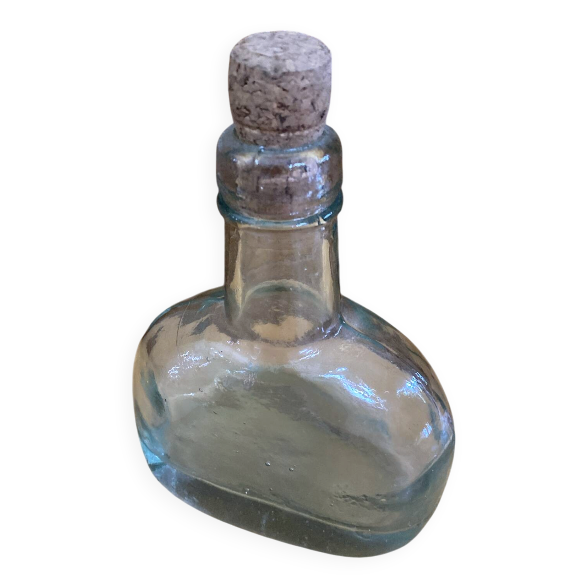 Bouteille Ancienne Verre Bullé + Bouchon Liège Vintage #E349