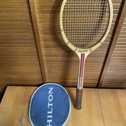 Vintage tennis racket hilton master wood + vintage cover
