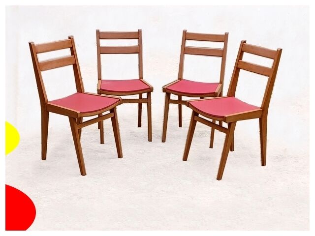Vintage chairs 1950s wood and skai
