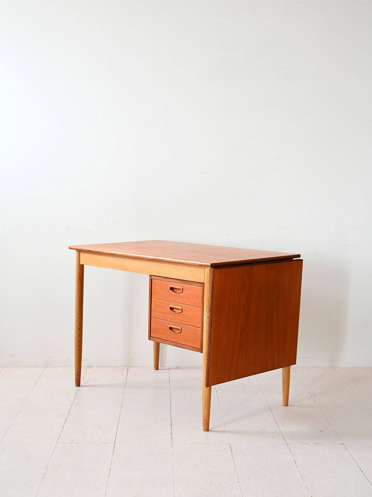 Vintage Scandinavian teak two-tone desk