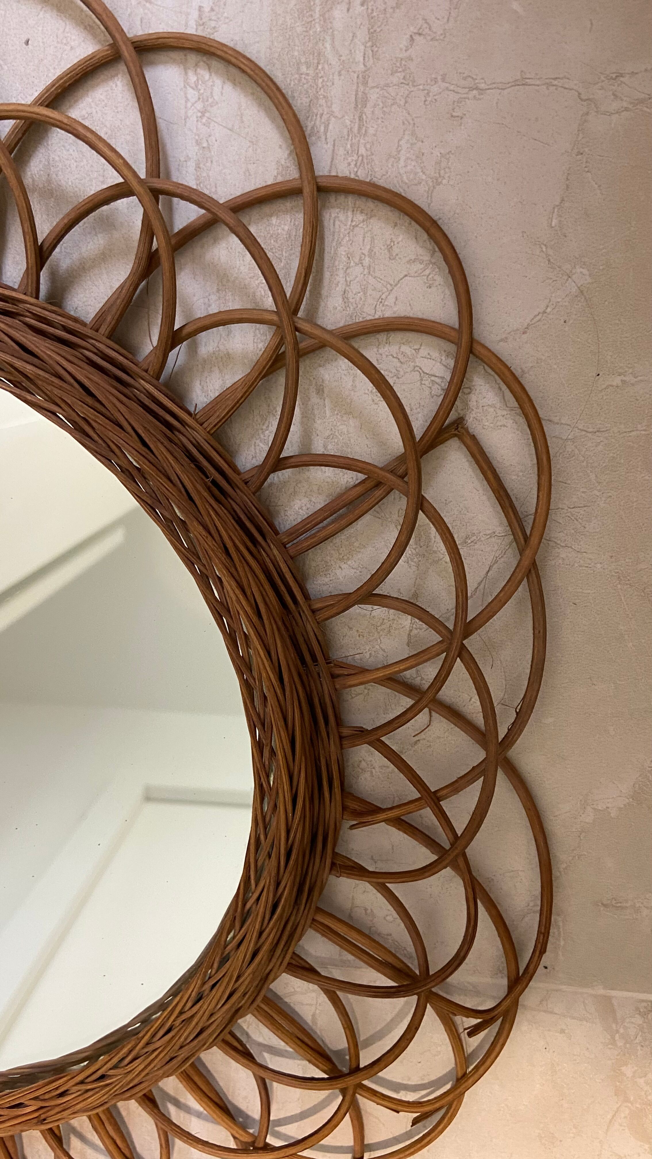 Rattan sun mirror diameter 44 cm