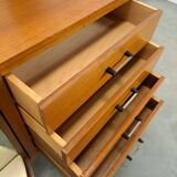 Fineer dressoir met draaibare bar en lades, barkast