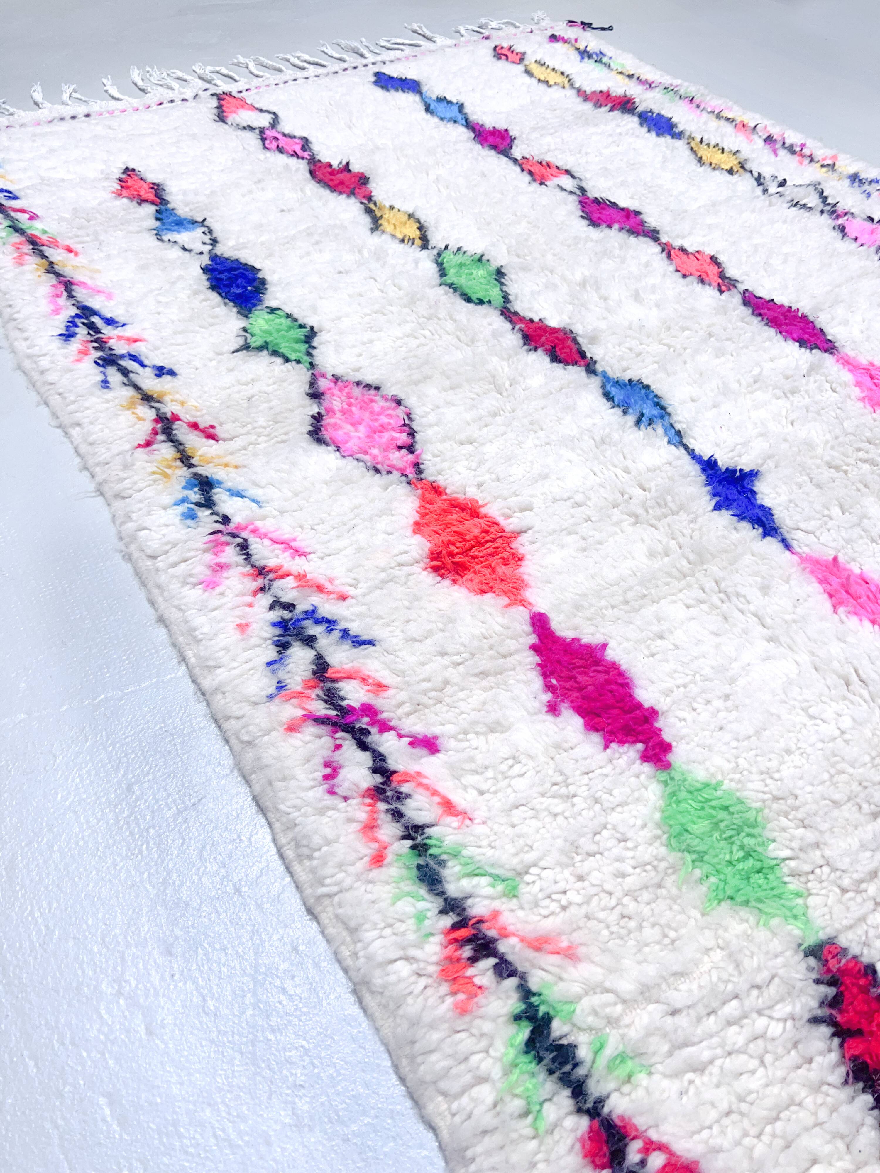 Azilal Berber rug with colorful patterns, 2.47x1.45m