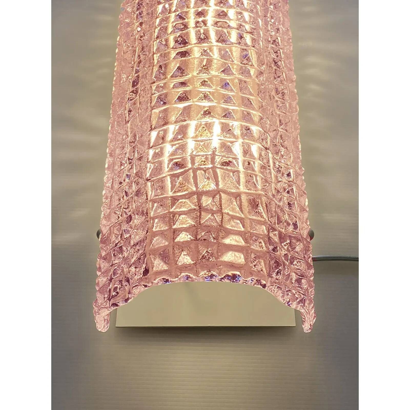 Italian Murano Glass Pink “Cocodrile” Wall Sconces in Modern Organic Style