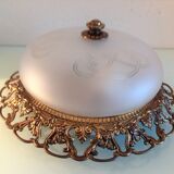 Round ceiling lamp in frosted glass art deco style