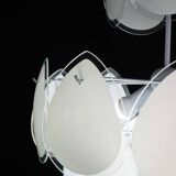 Vistosi White Murano Glass teardrop-shaped discs Chandelier, Italy, 1970s