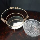 Salad bowl crystal of reims with servant