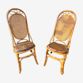 Paire de chaises en rotin vers 1960