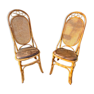 Paire de chaises en rotin vers 1960