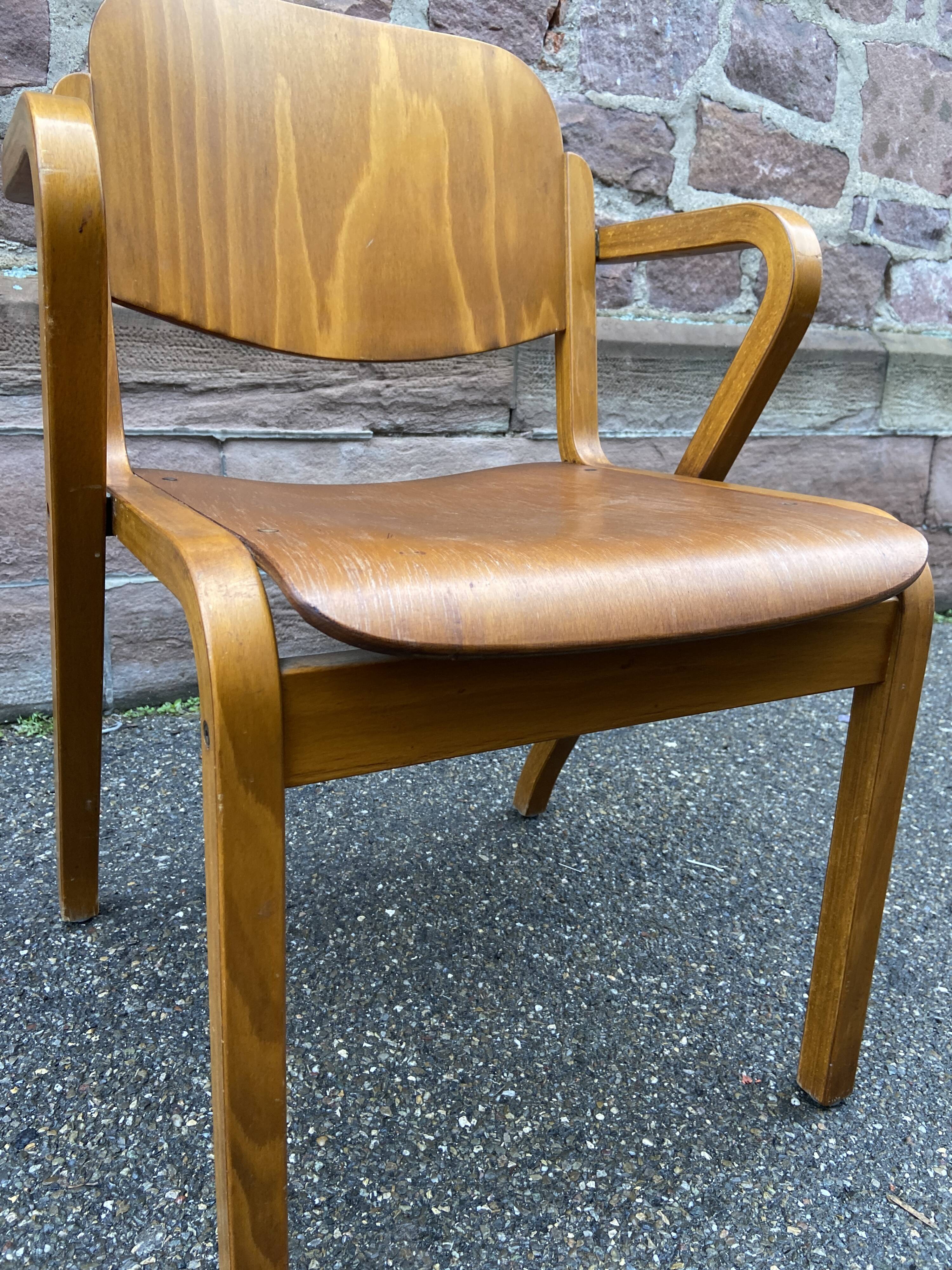 vintage Scandinavian wooden office armchair