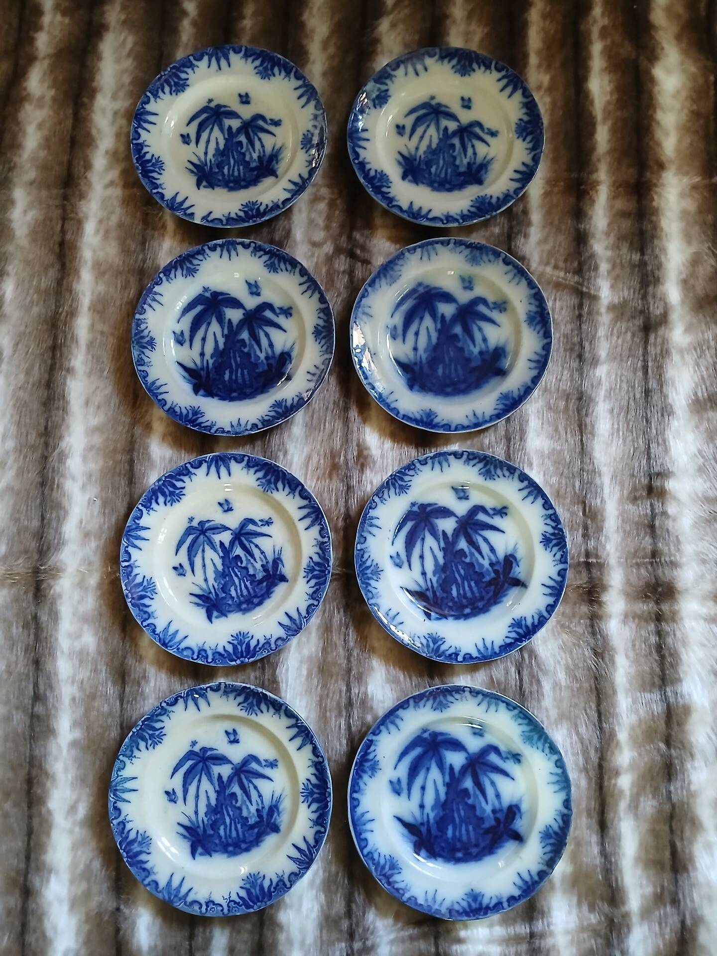 8 very old flat plates made of ironstone